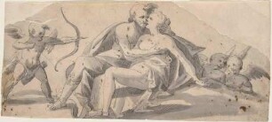 Liebespaar, von Amor bedroht