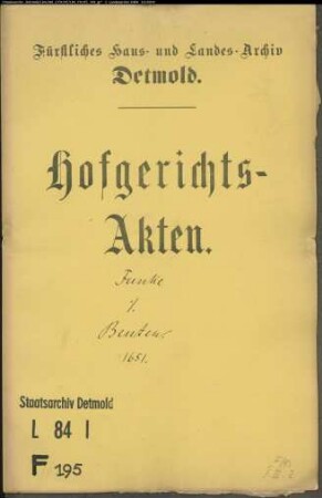 Funcke zu Wülfer gegen Dr. Konrad Bentens (Bentheim) Kinder Vormunde - Schuldforderung