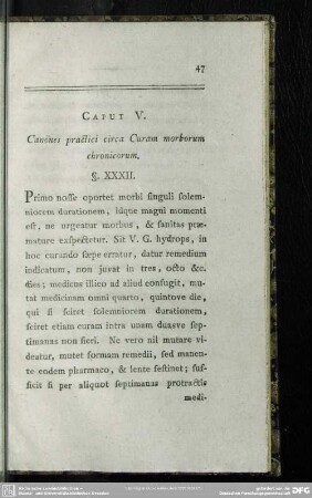Caput V. Canones practici circa Curam morborum chronicorum