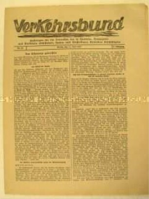 Mitteilungsblatt "Verkehrsbund" u.a. über die Notverordnungen