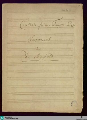 Concertos - Don Mus.Ms. 20 : fag, orch; F