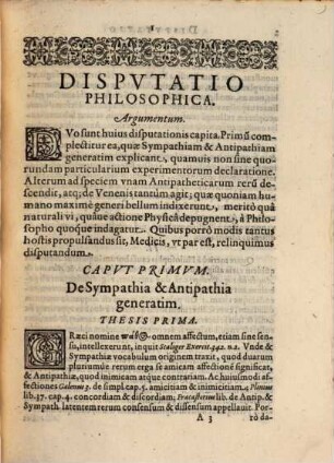 Disputatio Philosophica De Sympathia Et Antipathia