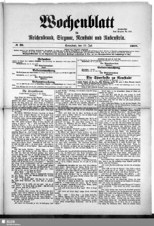 Wochenblatt für Reichenbrand, Siegmar, Neustadt und Rabenstein
