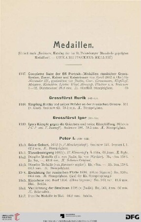 Medaillen (Nr. 1337-1484)