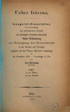 Ueber Icterus : Inaugural-Dissertation