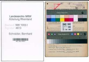 Entnazifizierung Bernhard Schneider, geb. 03.09.1899 (Angest.)