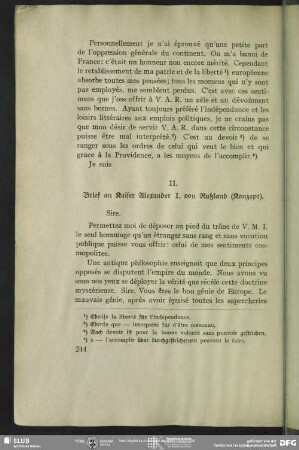 August Wilhelm von Schlegel an Alexander I., Zar von Russland, Stockholm, Februar 1813
