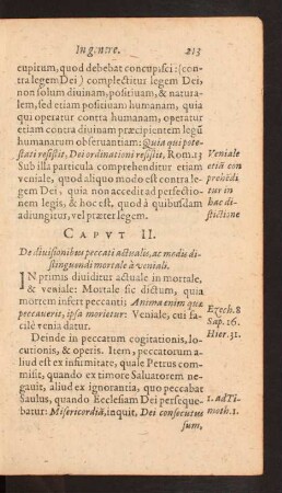 Capvt II. De diuisionibus peccati actualis, ac modis distinguendi mortale a veniali.