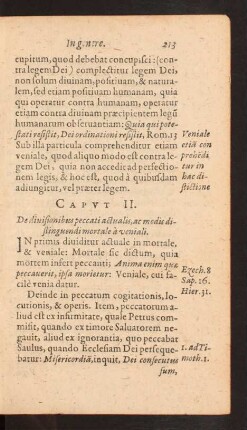 Capvt II. De diuisionibus peccati actualis, ac modis distinguendi mortale a veniali.