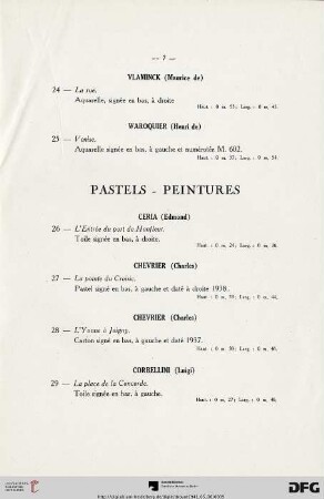 Pastels - Peintures (Nr. 26-71)