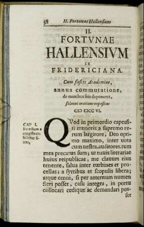 II. Fortunae Hallensium Ex Fridericiana.