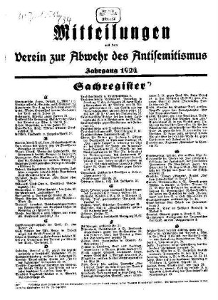 Mitteilungen aus dem Verein zur Abwehr des Antisemitismus. 34. 1924