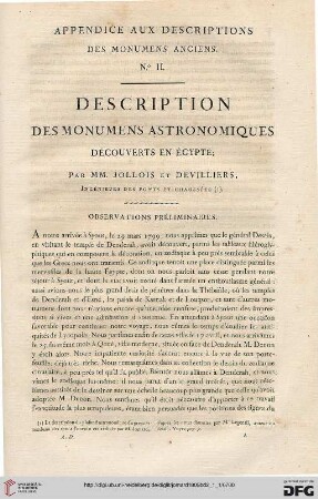 Appendice aux descriptions des monumens anciens. No II