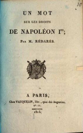 Un mot sur les droits de Napoléon Ier