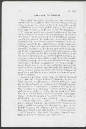Anecdota de Bolivar