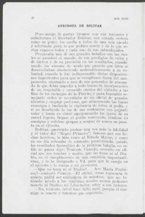 Anecdota de Bolivar