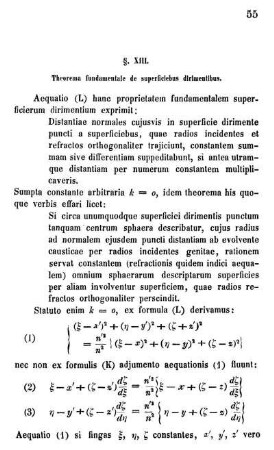 § XII. Theorema fundamentale de superficiebus dirimentibus.