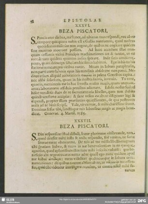 XXXVI. Beza. Piscatori