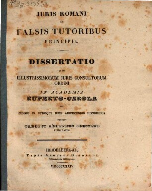 Juris Romani de falsis tutoribus principia