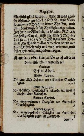 Register, oder kurtzer Begriff aller in disem Wercklein enthaltenen Capitlen.
