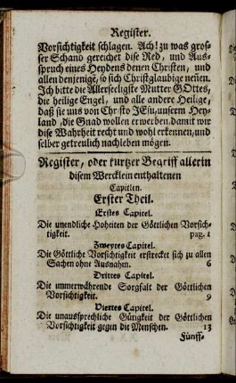 Register, oder kurtzer Begriff aller in disem Wercklein enthaltenen Capitlen.