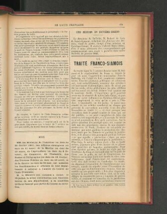 Le Traité Franco-Siamois.