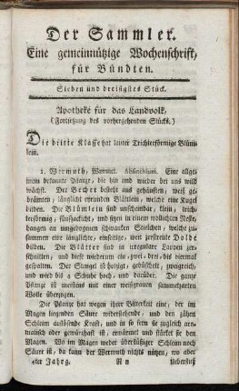 Sieben und dreisigstes Stück.