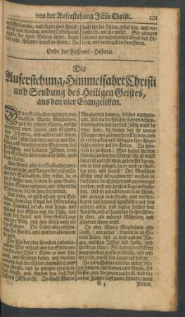 Die Auferstehung, Himmelfahrt Christi und Sendung des Heiligen Geistes, aus den vier Evangelisten