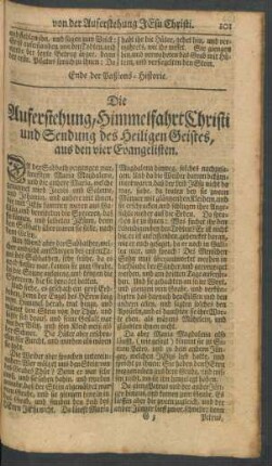 Die Auferstehung, Himmelfahrt Christi und Sendung des Heiligen Geistes, aus den vier Evangelisten