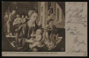 Ansichtskarte von Hofmannsthal an Pfarrer Johannes Pichler mit dem Gemälde von Fra Filippo Lippi: Madonna mit Kind