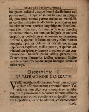Selectae aliquot observationes dioptricae