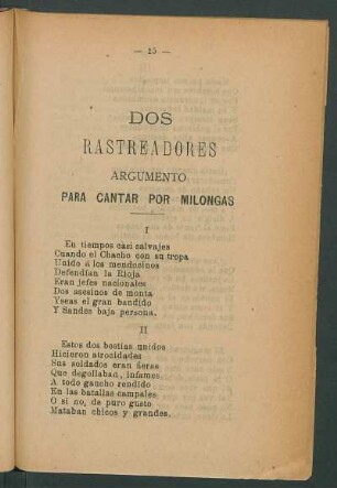 Dos rastreadores : Argumento para cantar por milongas