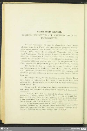 Siebzehntes Kapitel, Einfluss des Lichtes auf Ionenreaktionen in Flüssigkeiten