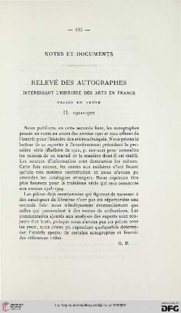 Notes et documents