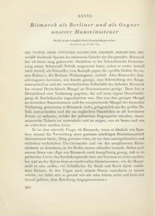 XXVIII. Bismarck als Berliner und als Gegner unserer Hauszinssteuer