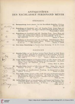 Antiquitäten des Nachlasses Ferdinand Meyer (Nr. 142-564)