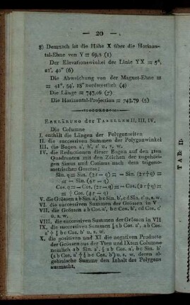 Erklärung der Tabellen.