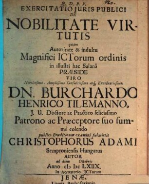 Exercitatio iur. publ. de nobilitate virtutis