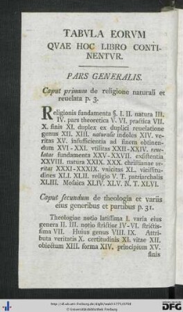 Tabula Eorum Quae Hoc Libro Continentur.
