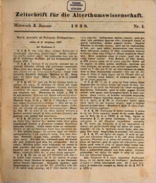 Zeitschrift für die Alterthumswissenschaft. 5, 5. 1838