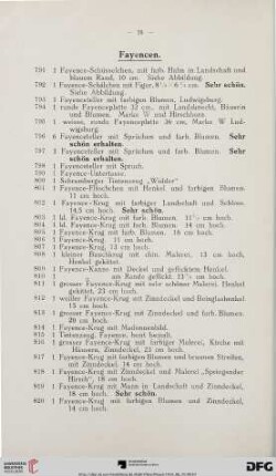 Fayencen (Nr. 791-821)
