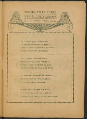 Sombra en la tierra y en el cielo aurora : Poesía