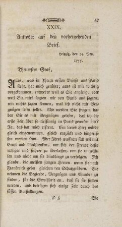 XXIX. Antwort auf den vorhergehenden Brief