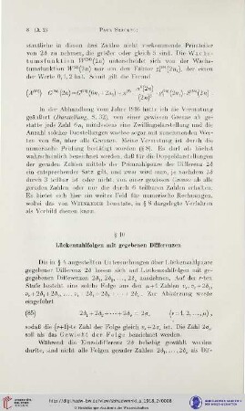 § 10: Lückenzahlfolgen mit gegebenen Differenzen