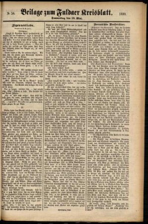 Zweite Ausgabe vom Donnerstag, den 18. Mai 1899.