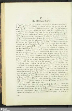 IX. Die Bildhauerkunst