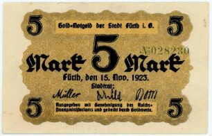 Geldschein / Notgeld, 5 Goldmark, 15.11.1923