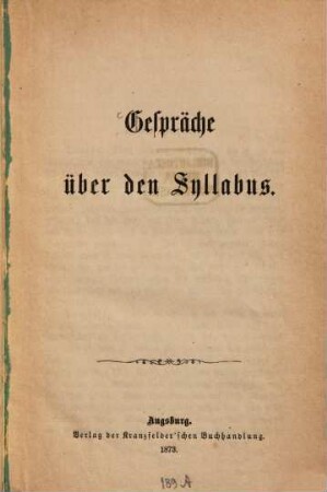 Gespräche über den Syllabus