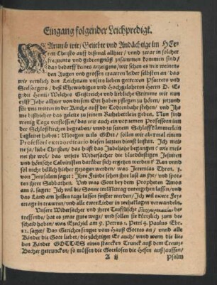 Eingang folgender Leichpredigt.