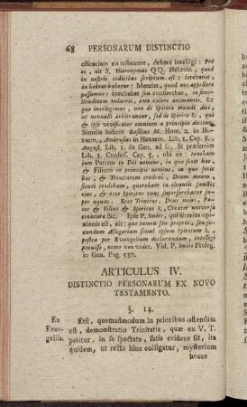 Articulus IV. Distinctio Personarum ex Novo Testamento.